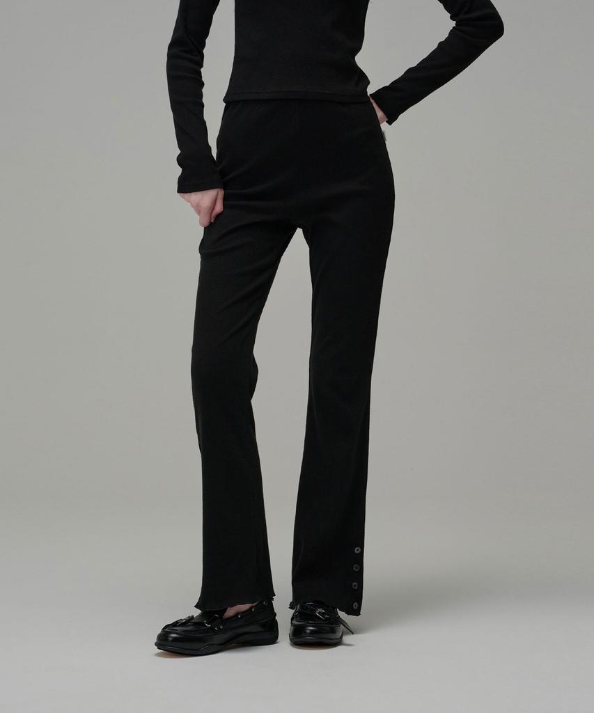 Une Cotton Side Button Point Pants_Black