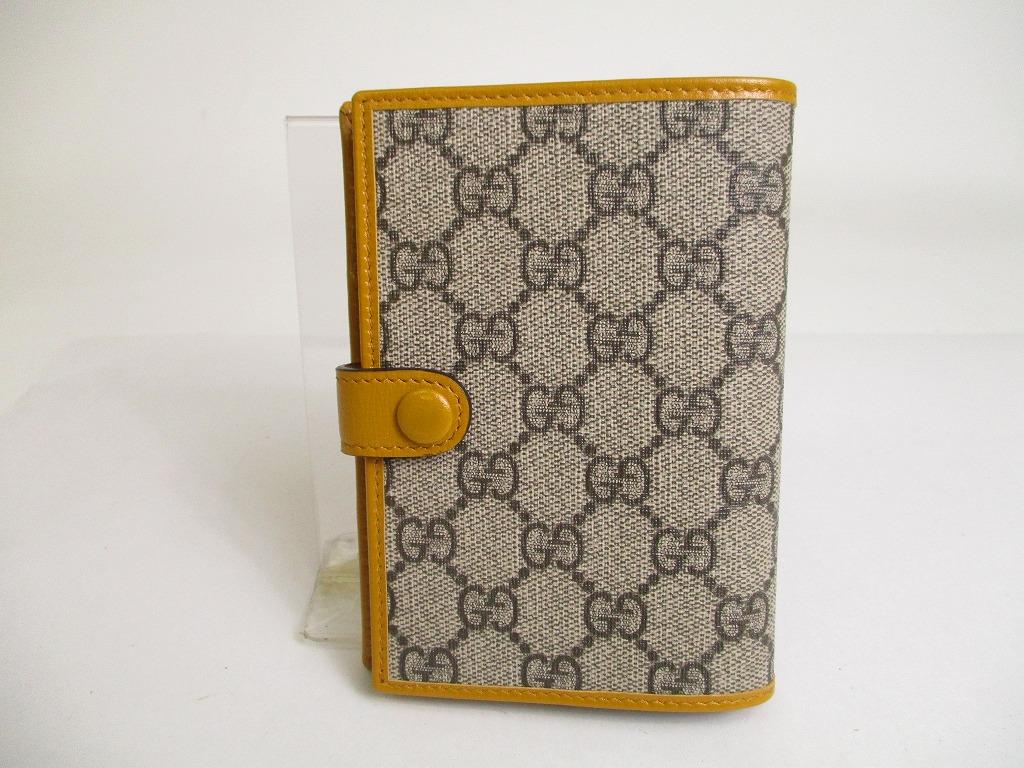 Authentic GUCCI GG Supreme Orchre Leather Passport Holders #a370   Refurbished