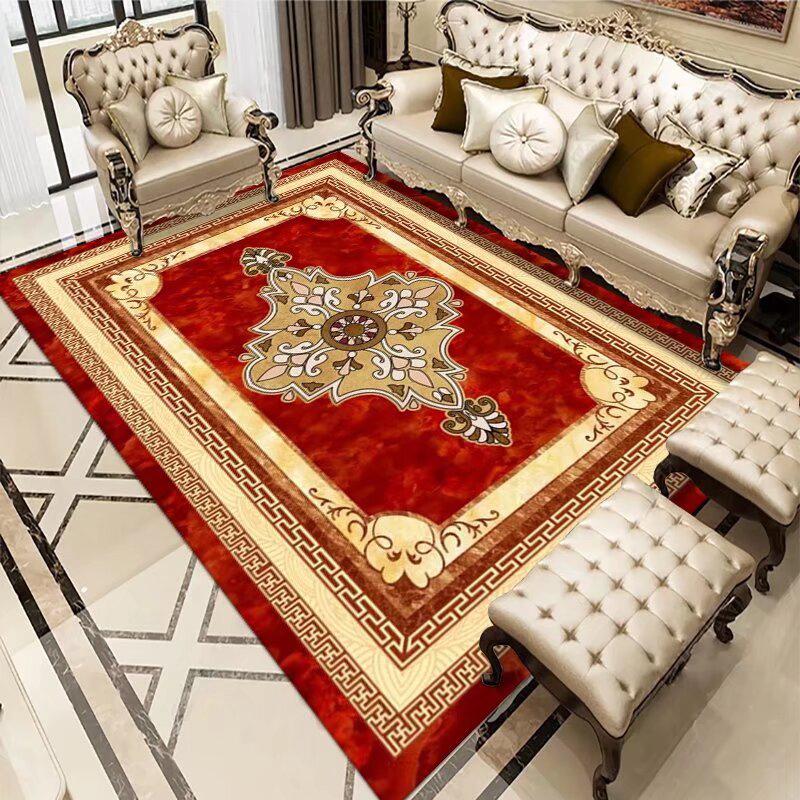 European Luxury Frame Carpet Living Room Decoration Home Rugs Comfortable Non Slip Bedroom Large Rug Washable Coffee Table Mat