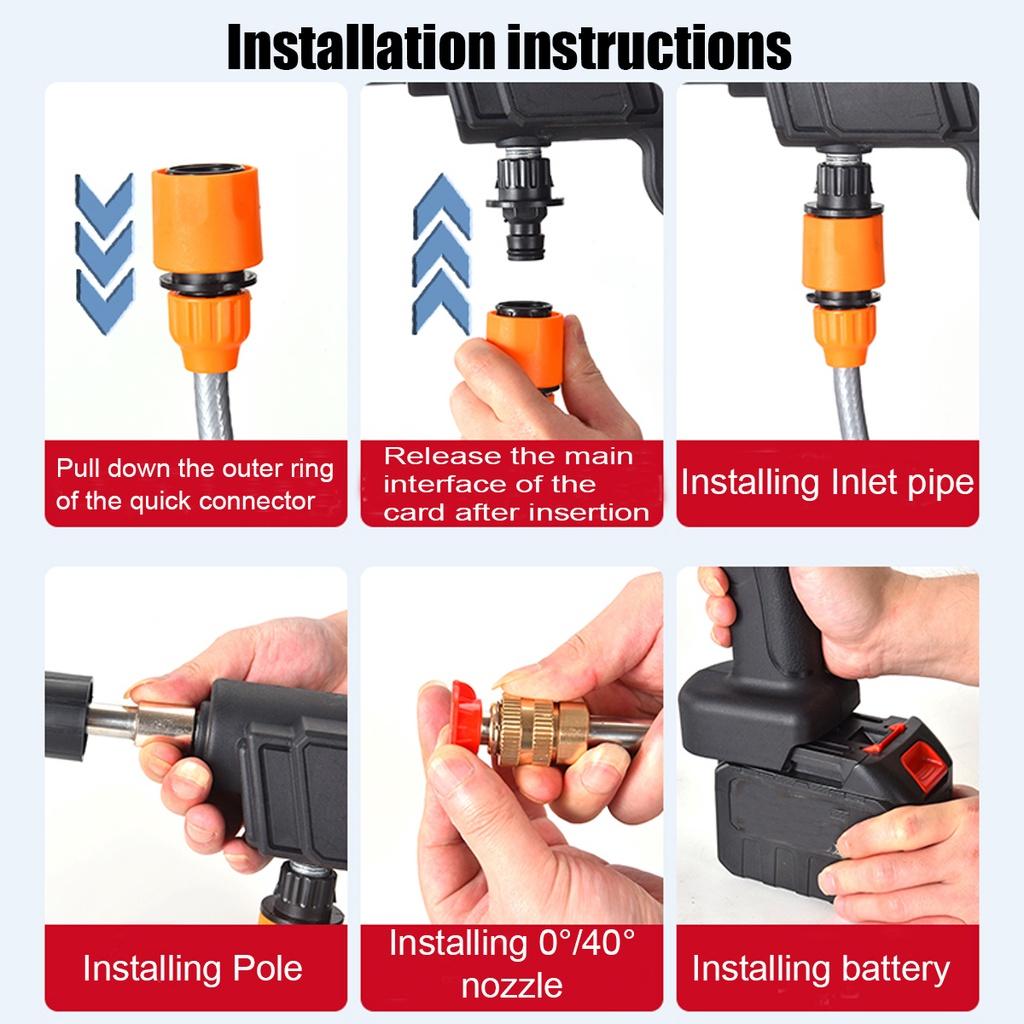 800W High Pressure Washer Spray Water Guns Cleaner Car Wash Pressure Water Nozzle Cleaning Machine Home ABS + Stainless Steel Cordless Car Washer
