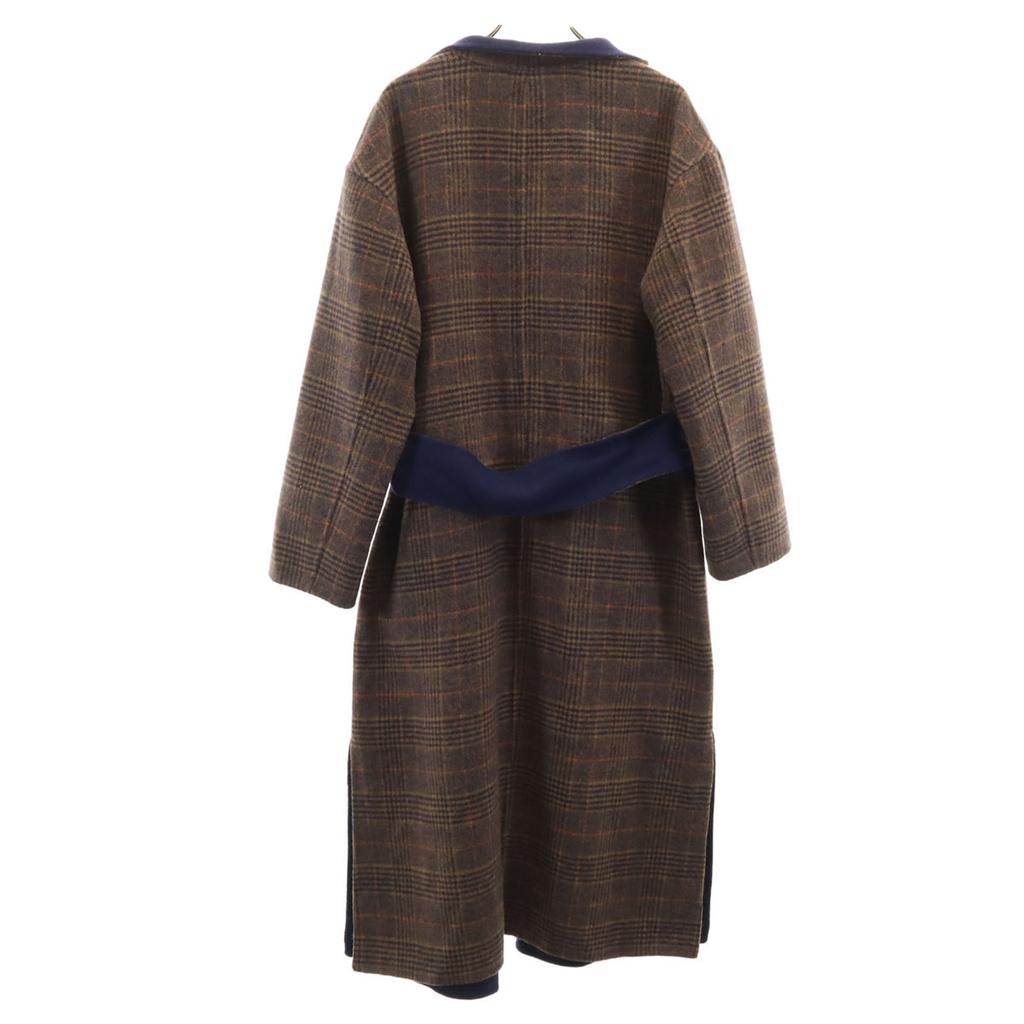 CAST:LISA wool blend check Long coat S Brown Women Used