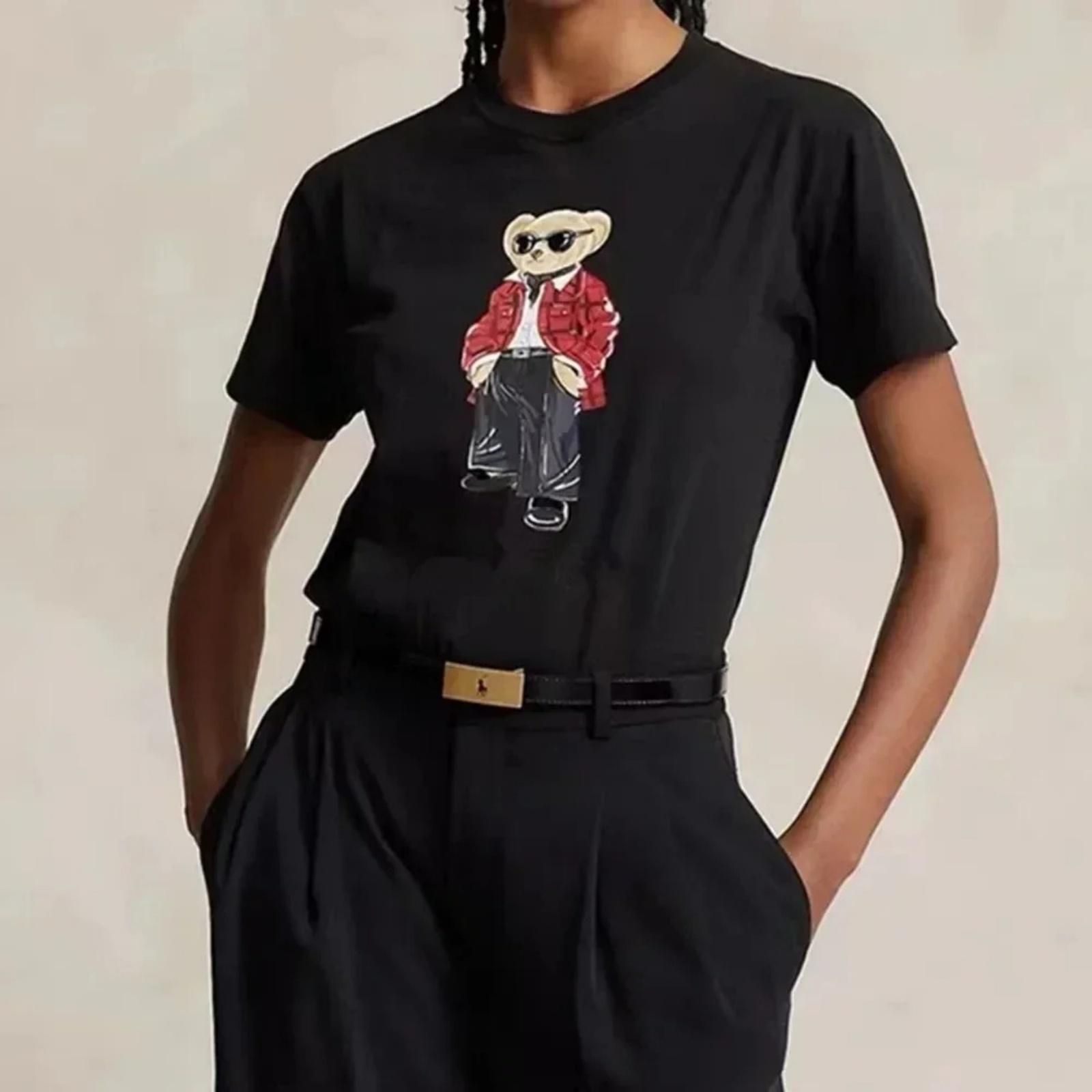 2025 Summer Women New Short-sleeved Bear T-shirt Printing Embroidery Fashion Popular Street Casual Woman Tshirts Free Shipping XXXXXL разноцветный
