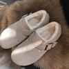 Leather Velvet Birkenstocks, Women'S Autumn Winter Wool Cotton Shoes, Snow Boots, One Pedal, All-Inclusive Birkenstocks, Low Heels And Wear-Resistant