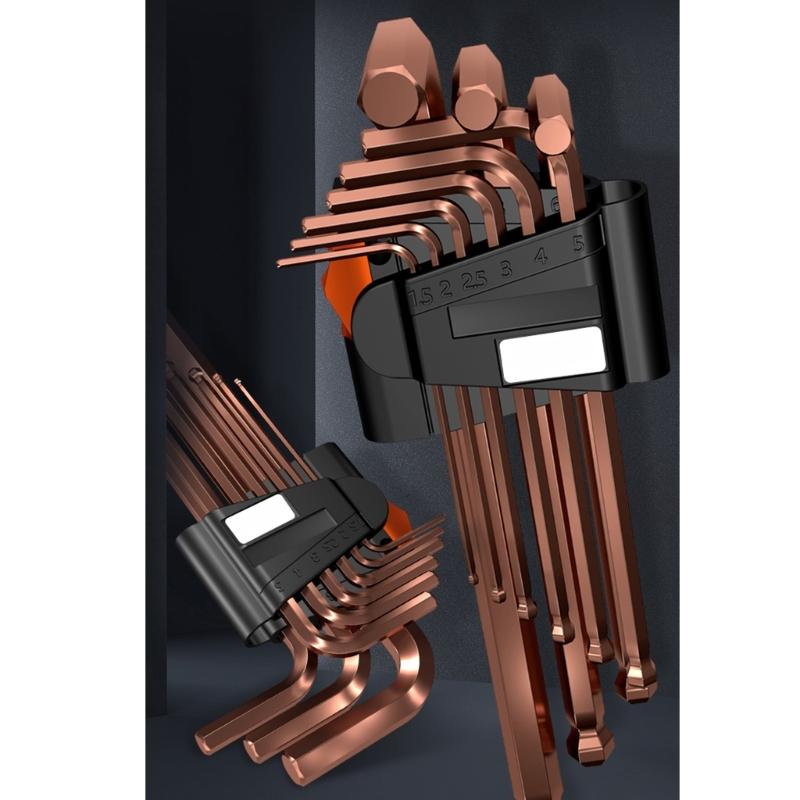 9Pieces L Type Double-End Screwdriver Hex Wrench Set Allen Key Hexagon Flat Ball Hexagonal Spanners Key Set Hand Tools