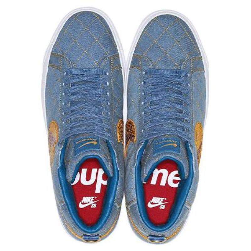 Nike Sb Blazer Mid Qs Supreme Denim Skateboard Shoes DX8421-400
