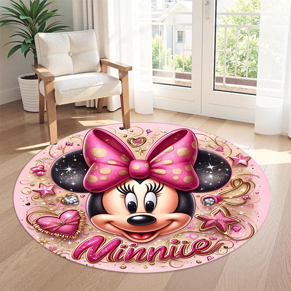 Minnie Mouse Round Floor Rug Design for Dormitory Living Rooms Foyer Balcony Anti-slip Round Rug Office home decor Perfect Gift for Friends Family