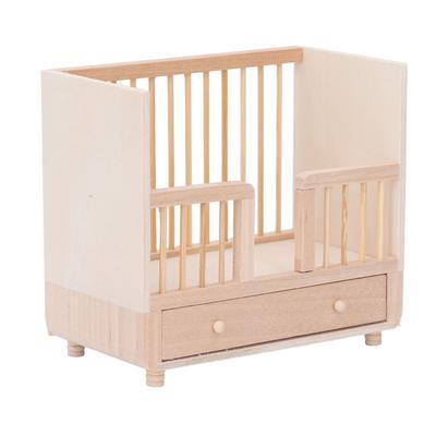 1: 12 Ahşap Bebek Beşiği Portatif Beşik Simüle Edilmiş Beşik Minyatür Bebek Evi Mobilyası Yatak Yatak Odası için