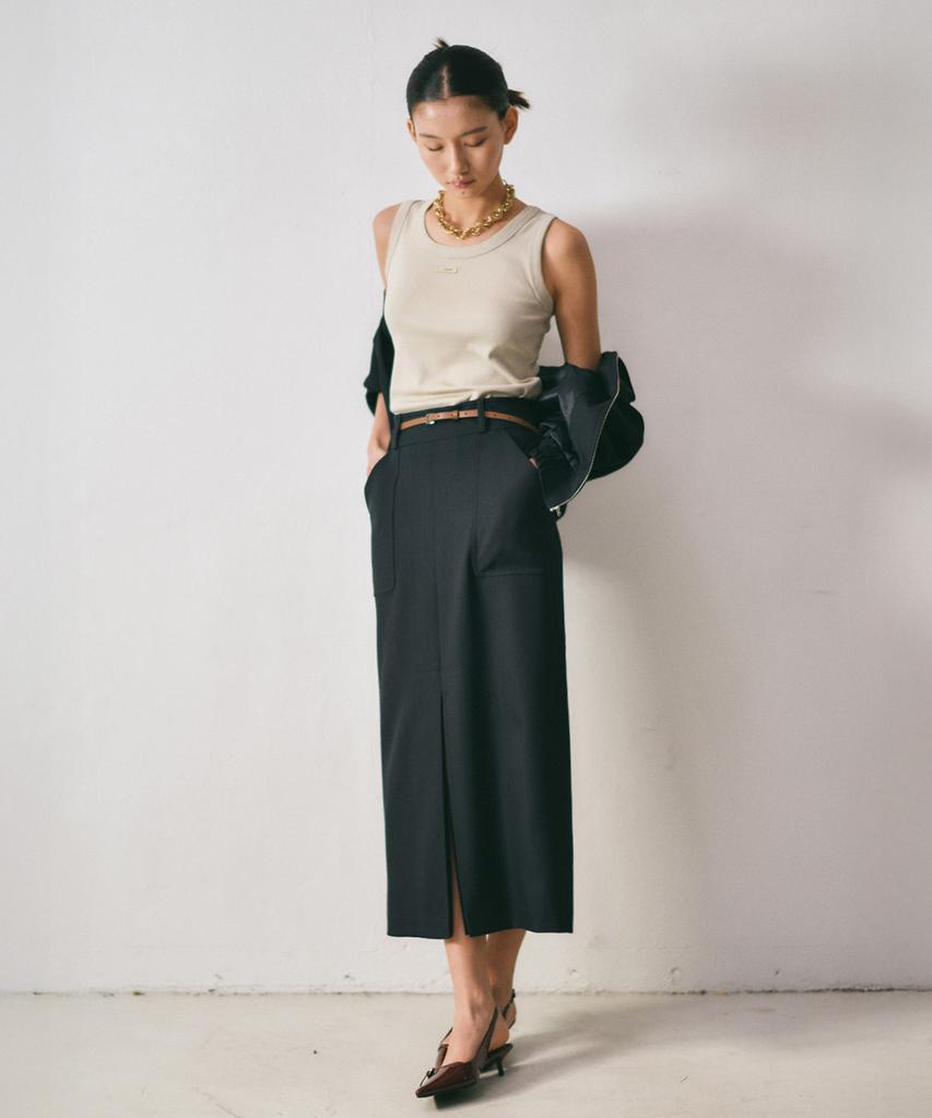 Reventina Belted Pencil Skirt_Navy