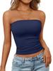Top a tubino senza maniche da donna, senza spalline, Streetwear, tinta unita, Bustier, vestibilità aderente, elasticizzato, estivo, casual, da indossare tutti i giorni, Canottiera