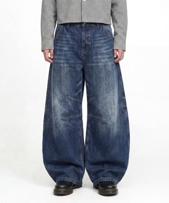 AGOD Snap Button Curved Pants [Dark Blue]