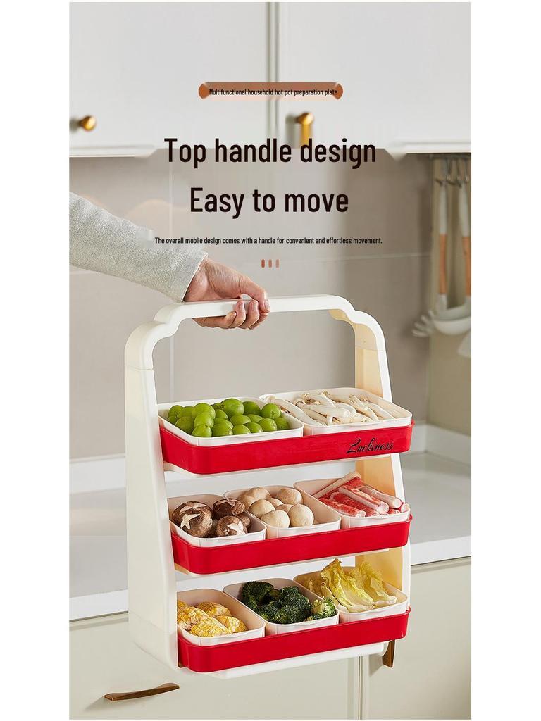 Multi-Layer Kitchen Hot Pot Side Dish Tray - Large Capacity Storage Plate