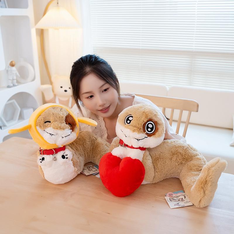 Cartoon Creative Cute Puppy Snake Plush Doll Pillow High Quality Authentic Love Yellow Hat Snake Plush Toy Home Decoration