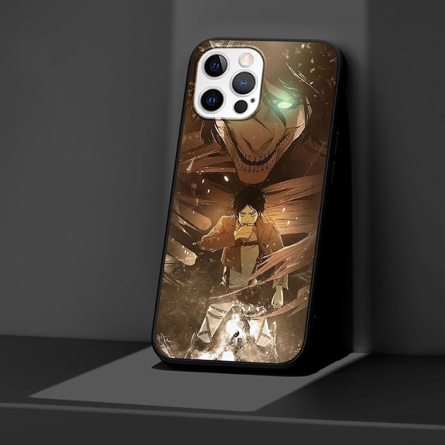 Pouzdro Attack On Titan Anime pro Iphone 14 11 13 Pro Max 12 Mini Xr 7 8 Plus Se 2020 Xs 6 6s + Coque Black měkký obal na telefon