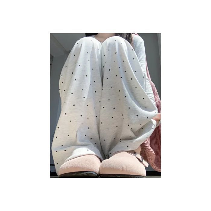 Lazy Wind Dot Glutinous Rice Pants for Women In Spring and Autumn New Loose Casual Pants To Make Them Look Slim Wide-leg Long Trousers