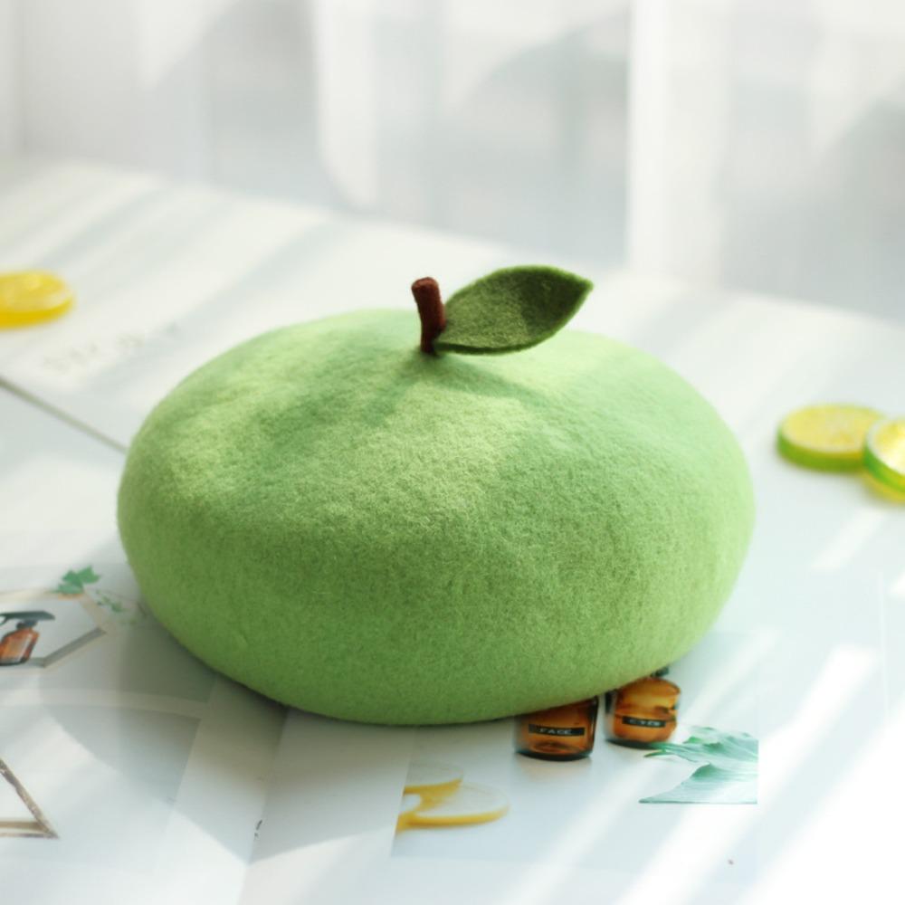 Orange Shaped Beret Cap Red Apple Fruit Beret Cute Beret for Women  Casual Wear Winter-Green