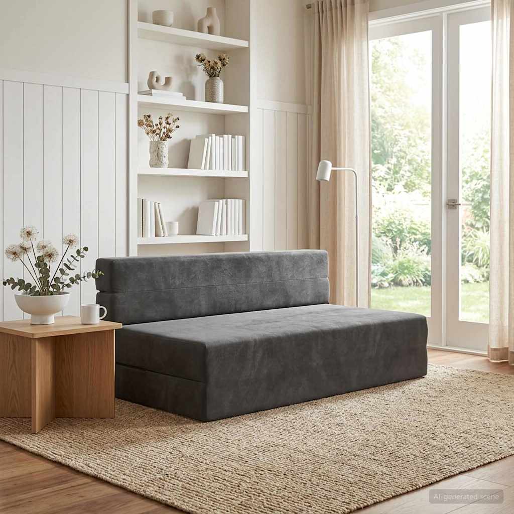 Folding Sofa Bed Dark Gray 152 x 86.5 x 60 cm Fabric