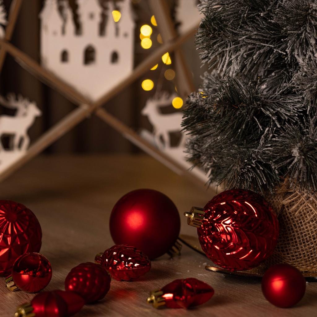 Christmas Tree Baubles Shatterproof Christmas Tree Bauble Ornaments Red Set 60x