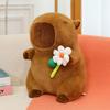 Plush Capybara Toy With Soft Pp Cotton Filling And Flower Design For Kids Birthday Gift