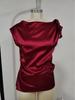 2026 European & American Women's Solid Color Satin One-Shoulder Sleeveless Commuting Top