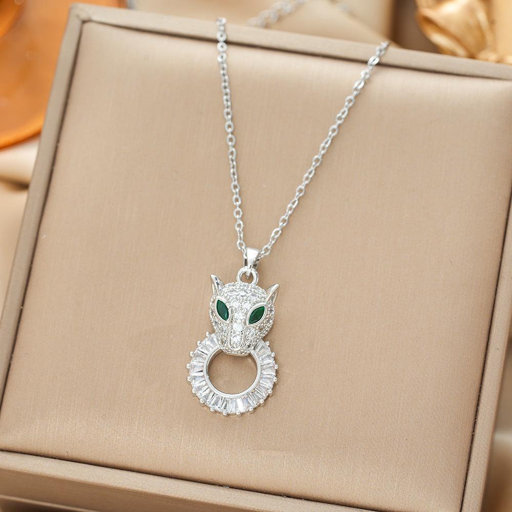 Japan and South Korea Simple Popular Wind Titanium Steel Necklace Female Niche Exquisite Internet Celebrity Zircon Clavicle Chain High-end Jewelry