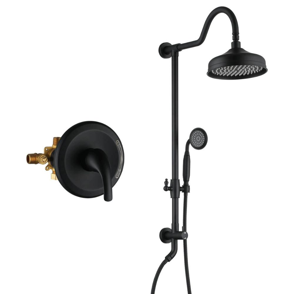 

Bathroom Rainfall Shower Faucet Set Wall Mounted Brushed Shower Faucet Set Brush Gold /Black Shower Faucet Set European Style чёрный