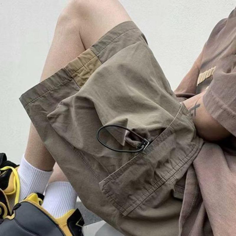 Pantaloncini Cargo da Uomo Yousheng Vita Elastica Coulisse Regolabile Gamba Larga con Tasche Colore Unito Vestibilità Ampia Pantaloncini Casual