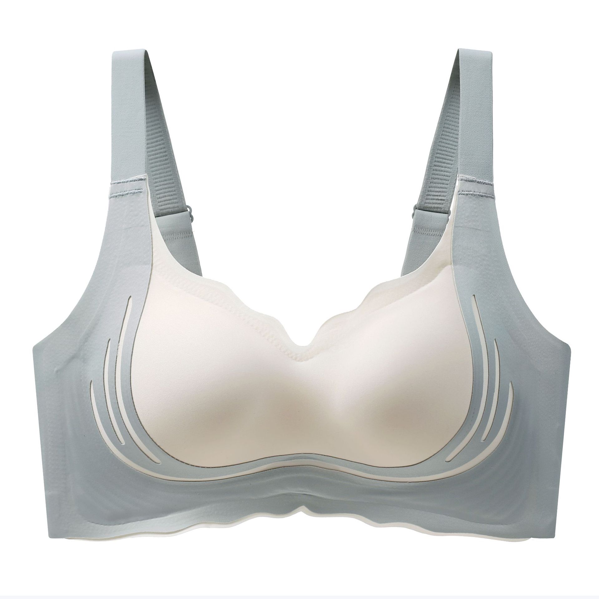 V Neck Wide Strap Seamless Support Bra S зелёный
