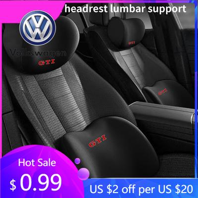 2026 Hot For Volkswagen VW Car Lumbar Back Support Headrest Neck Pillow Car Seat Cushion For Volkswagen VW Golf GTI Polo Passat