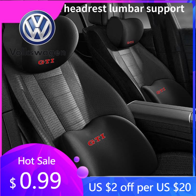 2026 Hot For Volkswagen VW Car Lumbar Back Support Headrest Neck Pillow Car Seat Cushion For Volkswagen VW Golf GTI Polo Passat