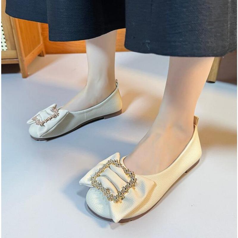 

Мода Новые Элегантные Кожаные Весна Осень Ручной Работы Балетки Балетки Женские Мокасины Удобные Мягкие Кожаные Туфли На Плоской Подошве Большой Размер 43 40 бежевый