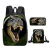 Children'S Cartoon Schoolbag Dinosaur Schoolbag Printed Cartoon Backpack Three-Piece Set