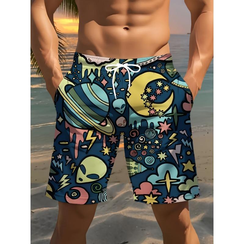 Men s Trendy 3D Printed Casual Sports Swim Beach Shorts with a Drawstring Waistband S