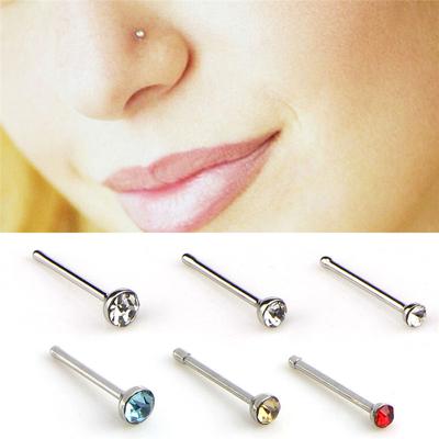 60Pcs/Set  Nose Ring Bone Stud Stainless Steel Body Piercing Jewelry