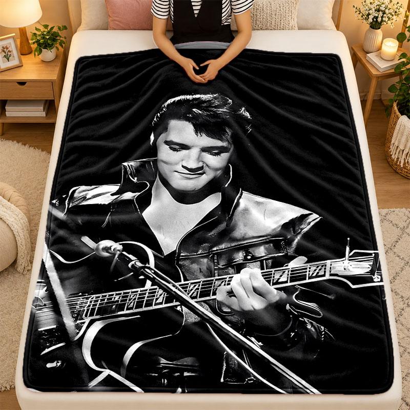 Flannel BlanketElvis Presley Warm Soft Throw Blanket for Indoor Sofa Bed Living Room Use