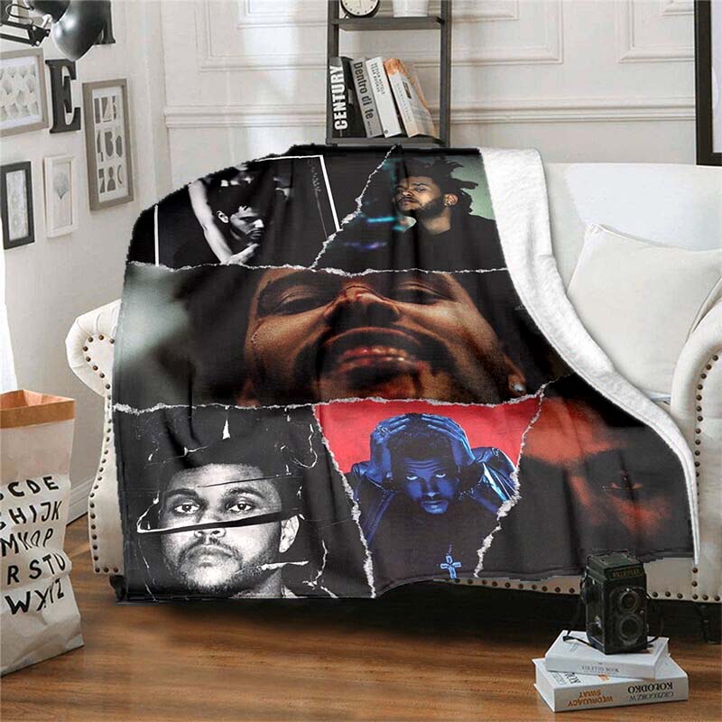The customizable T-The Weeknd flannel soft blanket is suitable for home, bedroom, bed, sofa, travel, and children's use.