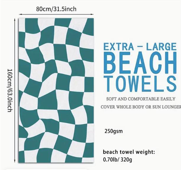 Personalized Beach Towel Custom Name Cross Border Microfiber Beach Towel Anti-Sand Super Absorbent Bath Towel Large Quick Drying