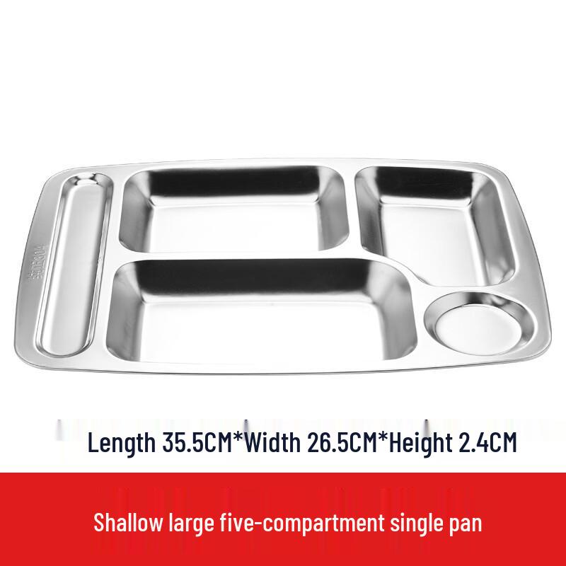 

Thickened 304 Stainless Steel 5-Compartment Meal Tray