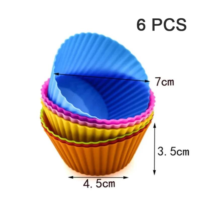 

Random 6PCS Silicone Muffin Mold Round Muffin Cup Heart Cake Baking Mold Kitchen Cooking Supplies Cake Decorating Tools