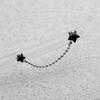 [Aslit] Linked Earrings Full Silver 925 Two-Pin Black Star Silver Needle