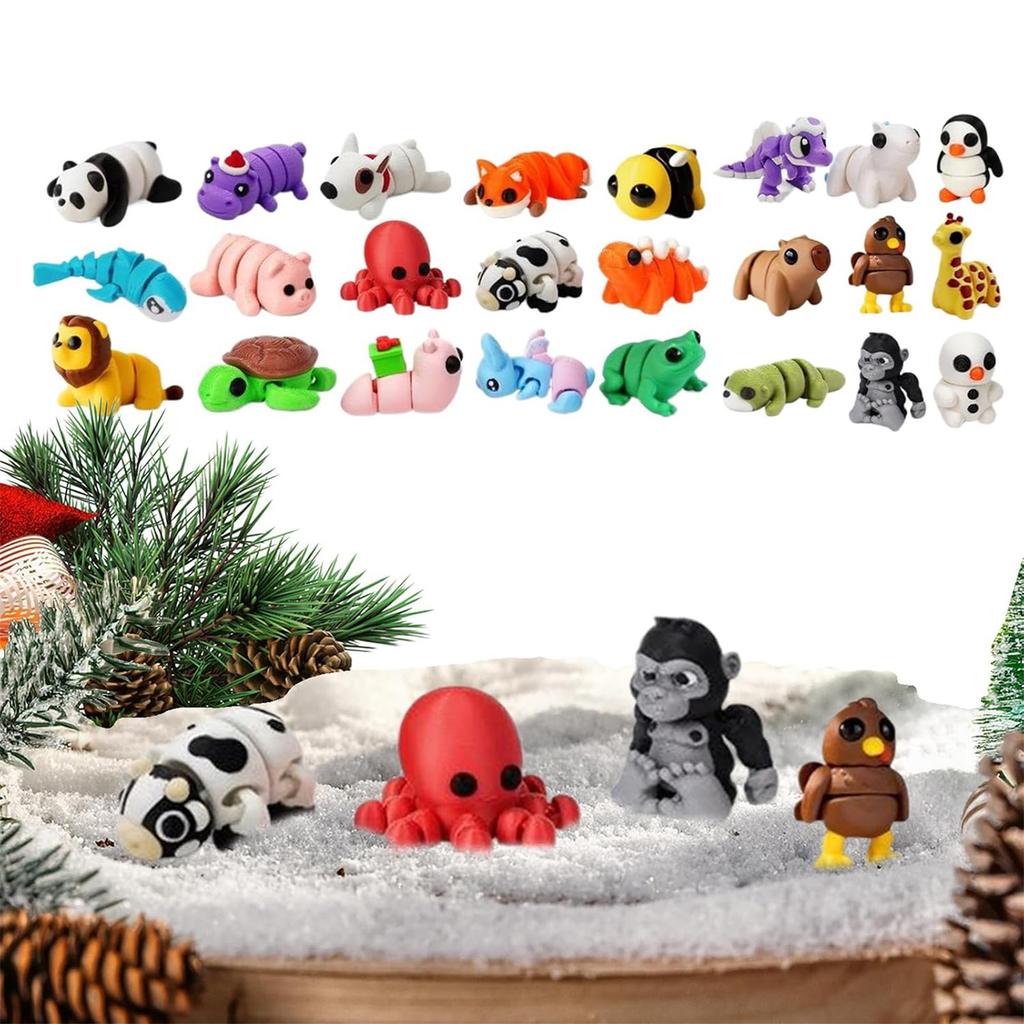 3D Christmas Advent Calendar with Cute Animal Surprises - Kids Holiday Countdown Calendar, 3D Animal Figures for Christmas Gift