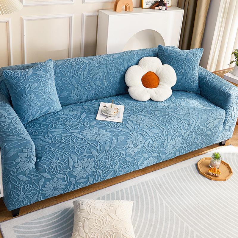 Simple Style Jacquard Fleece Sofa Cover, All-Season Non-Slip All-Inclusive Universal Cover
