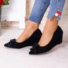 Fashion Women's Fashion Slope Heel Single Shoes Autumn New Pointed Head Shallow Mouth Butterfly Knot Non-slip Low Top Shoes