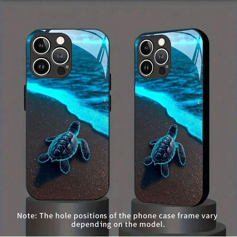 Fluorescencyjne Etui ze Szkła Hartowanego z Wzorem Żółwia Plażowego Na iPhone 17 16 15 14 13 12 11 Pro Max 17 Air 7 8 Plus XR XS X Pokrowiec