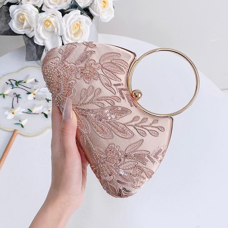 

Shell Shape Evening Bags New Fashion Embroidered Lace Clutches Vacation Crossbody Chain Bag Wedding Party Handbag Purse 22x 19.5 X7cm шампанского
