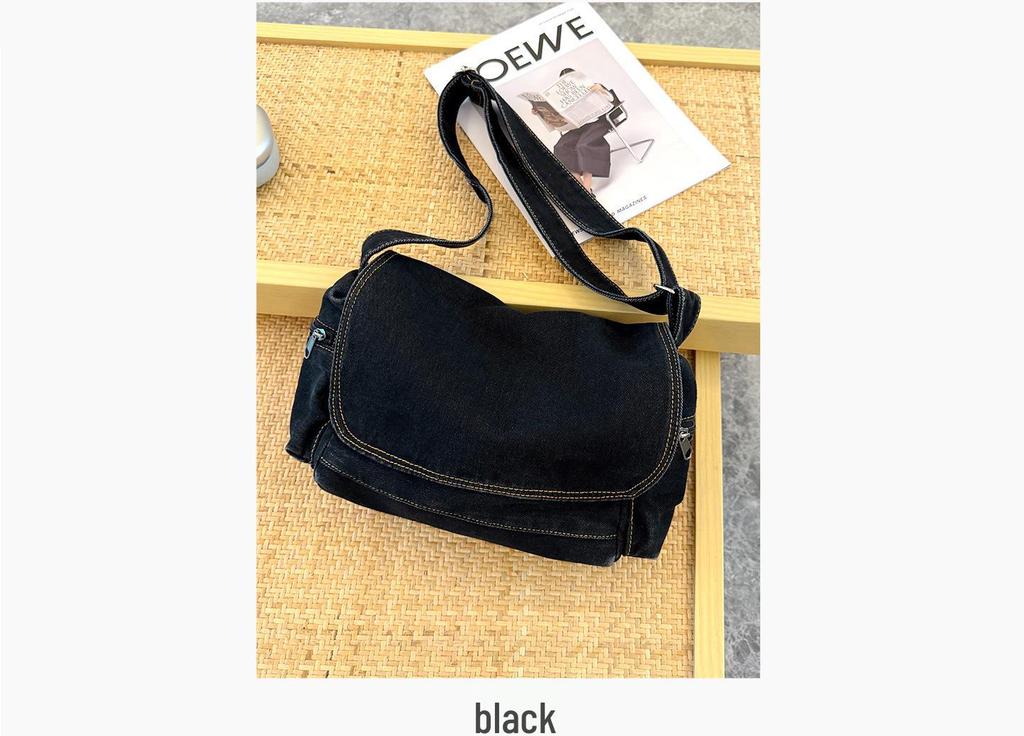 Versatile Denim Crossbody Shoulder Bag - Large Capacity Handbag for Casual or Commute