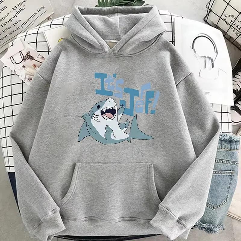 Jeff the Landshark Meme Printed Men's Hoodie Interesting Harajuku Aesthetic Men's Sweatshirt Fashionable and Comfortable Hoodie