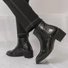 Men’s Short Boots Elevator Chelsea Boots Retro Tuxedo Ankle Boots Pointed Toe Retro Black Heel Boots Large Size