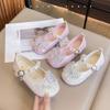 Pink girls princess shoes spring and autumn crystal shoes children's shoes white new dress single shoes girls small leather shoes