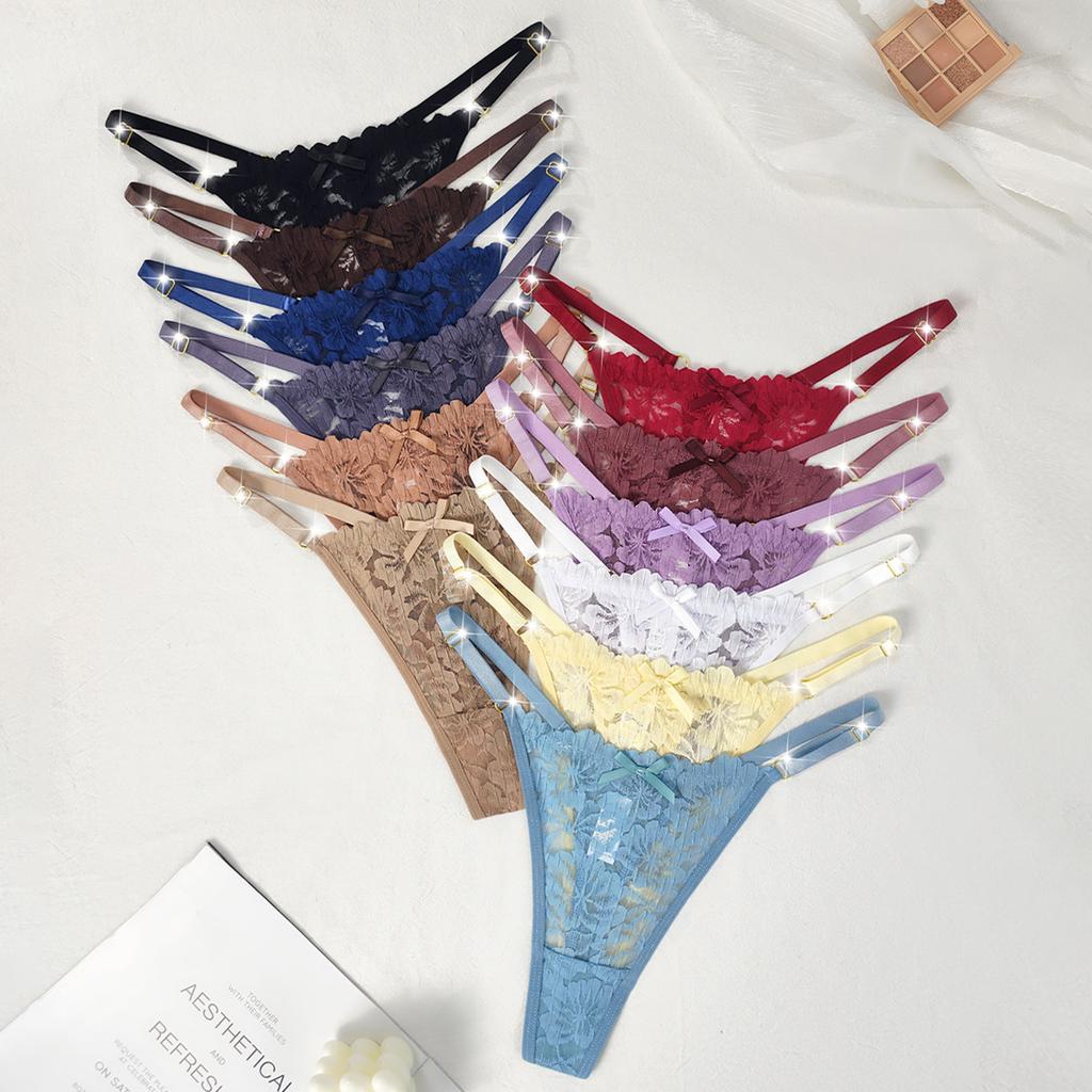 12pcs/Set Low Rise Sexy Women's G-string Breathable Comfortable Female Lingerie Elegant Lady Thongs Underwear Panties