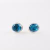 Swiss Blue Topaz Gemstone 925 Sterling Silver Jewelry Handmade Women Stud 0.5" EE-178-3